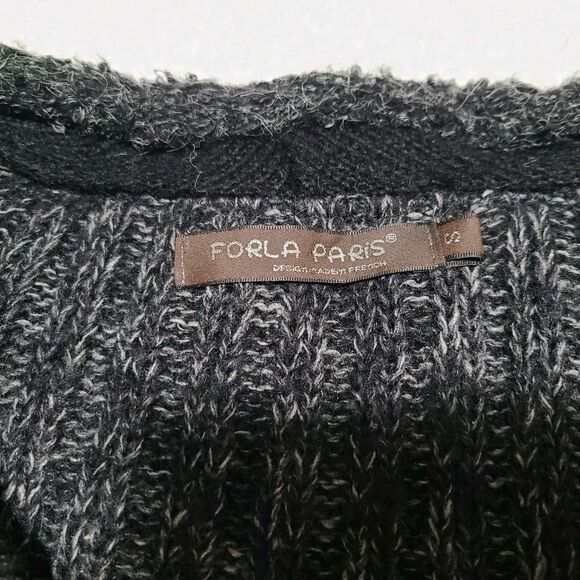 Forla Paris Cardigan Sweater Women's S Gray Mohair Wool Ruffle Bohemian Artsy - Picture 14 of 16